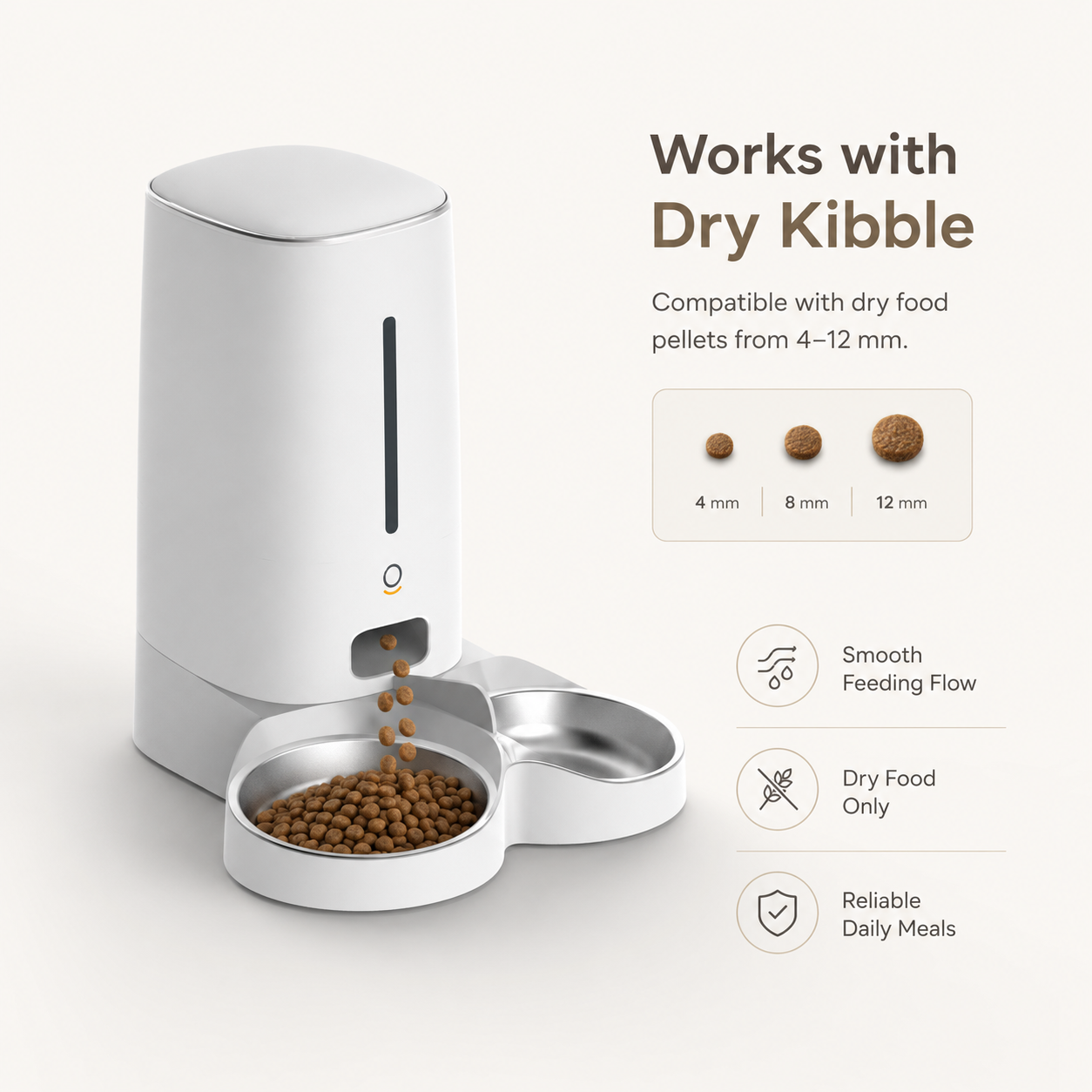 MiooHomie D01 4L Dry Food Automatic Feeder with Dual Bowls and Removable Stainless Steel Bowls