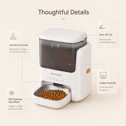 MiooHomie L01 BOWLY Dual-Compartment WiFi Smart Pet Feeder for Cats and Small Breed Dogs