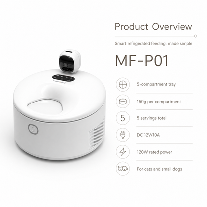 MiooHomie MF-P01 Smart Refrigerated Wet Food Pet Feeder with Camera, 5-Meal Automatic Feeder for Cats & Small Breeds