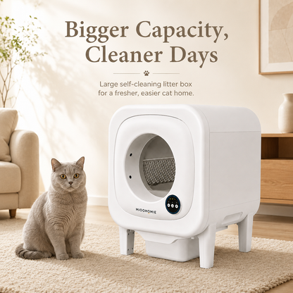 MiooHomie ML-L01 LITTY Max Smart Self-Cleaning Cat Litter Box with 10L Waste Compartment for Multi-Cat Homes