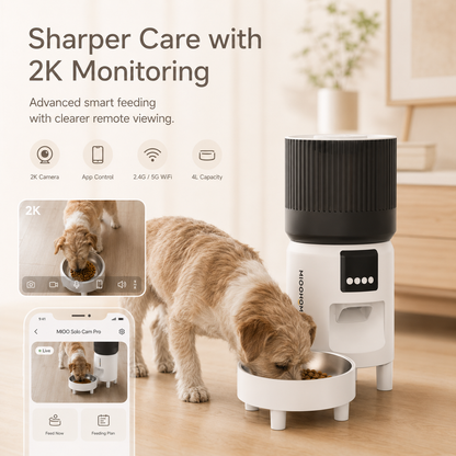 MiooHomie C-03 4L Automatic Cat Feeder with 1080P Camera, 2.4GHz/5GHz Wi-Fi & App Remote Feeding