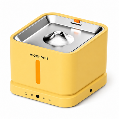 MiooHomie P03 3L Smart Pet Water Fountain with Stainless Steel Drinking Tray, Quiet Pump and Low Water Reminder for Cats and Small Dogs