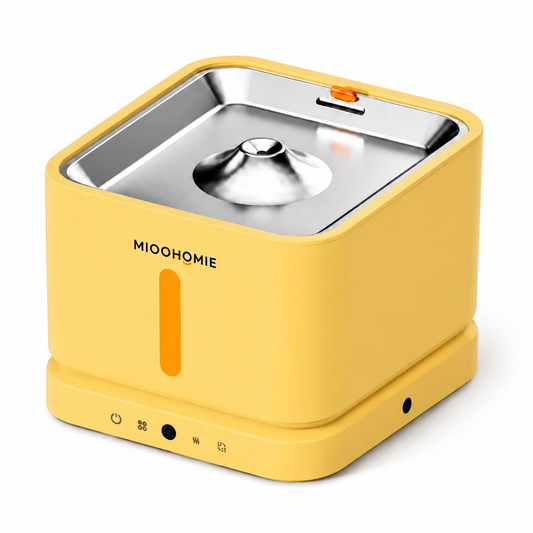 MiooHomie P03 3L Smart Pet Water Fountain with Stainless Steel Drinking Tray, Quiet Pump and Low Water Reminder for Cats and Small Dogs