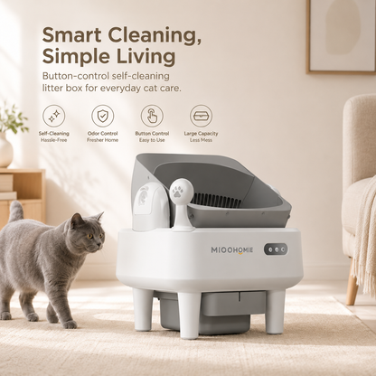 MiooHomie ML-B01 LITTY Lite Smart Self-Cleaning Cat Litter Box, 10L Large Capacity, Odor Control & Safety Sensors