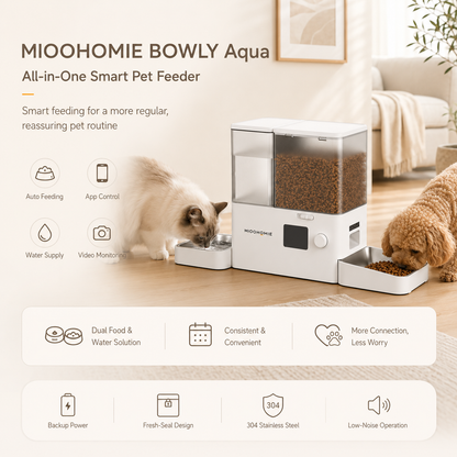 MiooHomie M01 All-in-One Smart Pet Feeder with Water Dispenser, WiFi App Control, Video Monitoring, 3.5L Food Tank and 5L Water Tank