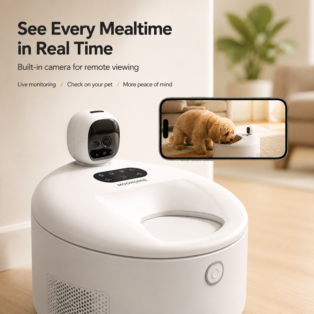 MiooHomie MF-P01 Smart Refrigerated Wet Food Pet Feeder with Camera, 5-Meal Automatic Feeder for Cats & Small Breeds