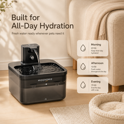 MIOOHOMIE MW-B06 FLOWLY Go Pro 5200mAh Smart Pet Water Fountain with 3L Capacity, Multi-Stage Filtration & Smart Reminders