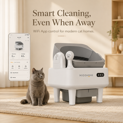 MiooHomie ML-C01 LITTY Smart Automatic Cat Litter Box, WiFi App Self-Cleaning Litter Box with Safety Sensors for Cats up to 22kg