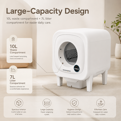 MiooHomie ML-L01 LITTY Max Smart Self-Cleaning Cat Litter Box with 10L Waste Compartment for Multi-Cat Homes