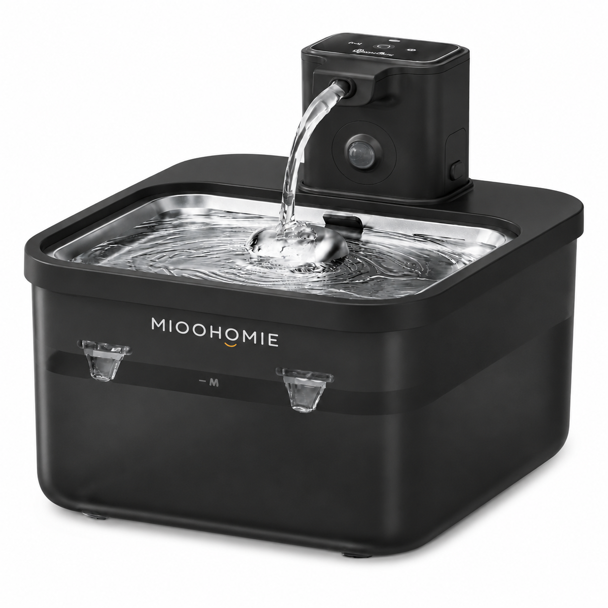 MIOOHOMIE MW-B07 FLOWLY Steel Go Lite 2600mAh Smart Pet Water Fountain with Stainless Steel Tray & 3L Capacity