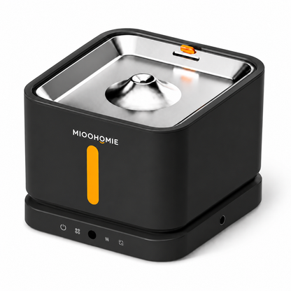 MiooHomie P03 3L Smart Pet Water Fountain with Stainless Steel Drinking Tray, Quiet Pump and Low Water Reminder for Cats and Small Dogs