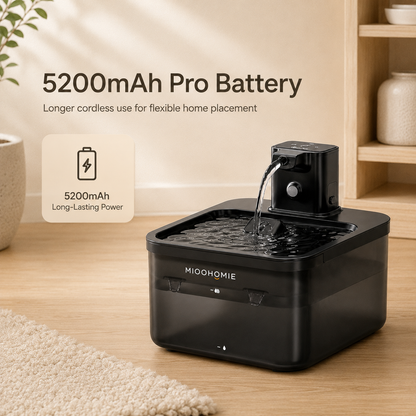 MIOOHOMIE MW-B06 FLOWLY Go Pro 5200mAh Smart Pet Water Fountain with 3L Capacity, Multi-Stage Filtration & Smart Reminders