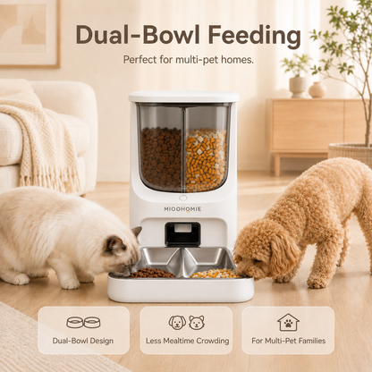MiooHomie S01 BOWLY 5L Dual-Food WiFi Smart Pet Feeder for Dry Food & Freeze-Dried Treats