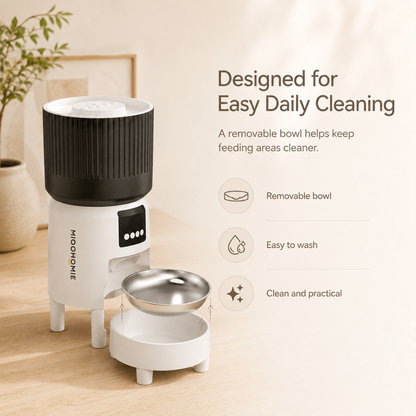 MiooHomie MF-S02 Programmable 4L Cat and Small Dog Feeder with 1–12 Meal Scheduling, 1–15 Portion Control and Removable Bowl