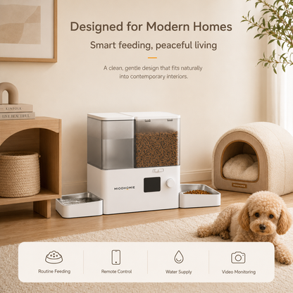 MiooHomie M01 All-in-One Smart Pet Feeder with Water Dispenser, WiFi App Control, Video Monitoring, 3.5L Food Tank and 5L Water Tank