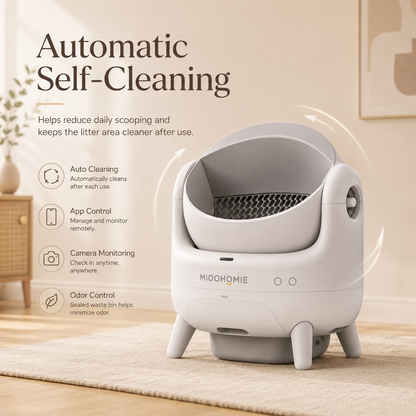 MiooHomie ML-P02 LITTY Cam Pro Camera Self-Cleaning Cat Litter Box with APP Control, Remote Video Monitoring & Odor Control