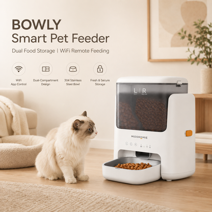 MiooHomie L01 BOWLY Dual-Compartment WiFi Smart Pet Feeder for Cats and Small Breed Dogs