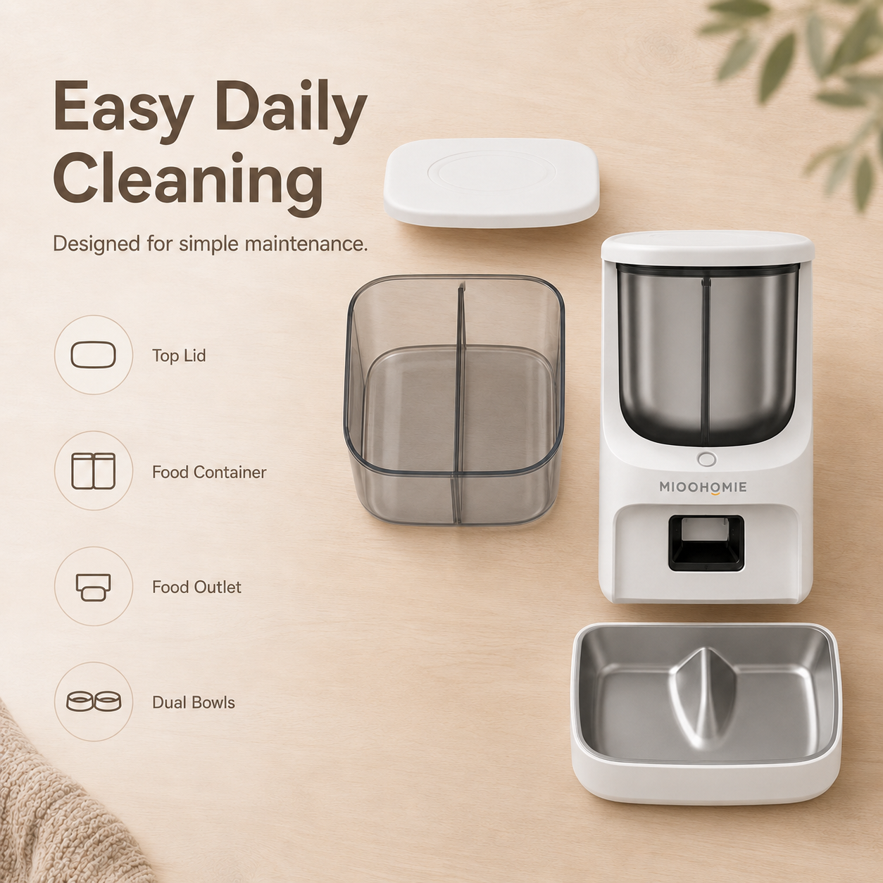 MiooHomie S01 BOWLY 5L Dual-Food WiFi Smart Pet Feeder for Dry Food & Freeze-Dried Treats