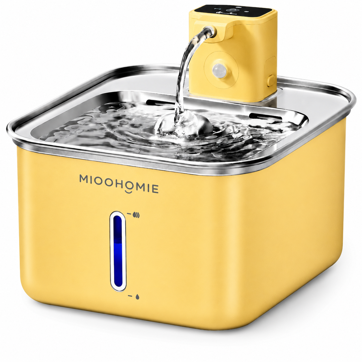 MIOOHOMIE MW-B10 Smart Stainless Steel Cat Water Fountain, 4000mAh Rechargeable Pet Water Dispenser with Quiet Circulating Filter for Cats & Small Dogs