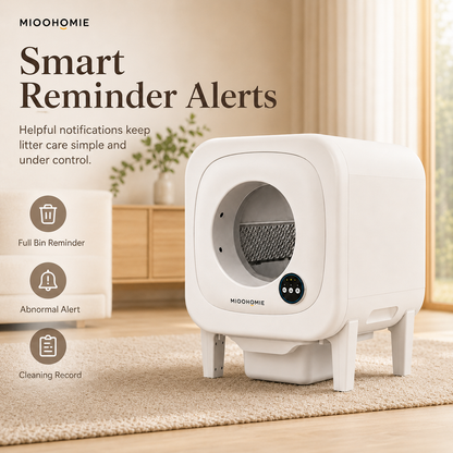 MiooHomie ML-P01 LITTY Pro App-Control Self-Cleaning Cat Litter Box with Smart Reminders, 10L Waste Bin & Odor Control for Cats Under 22kg