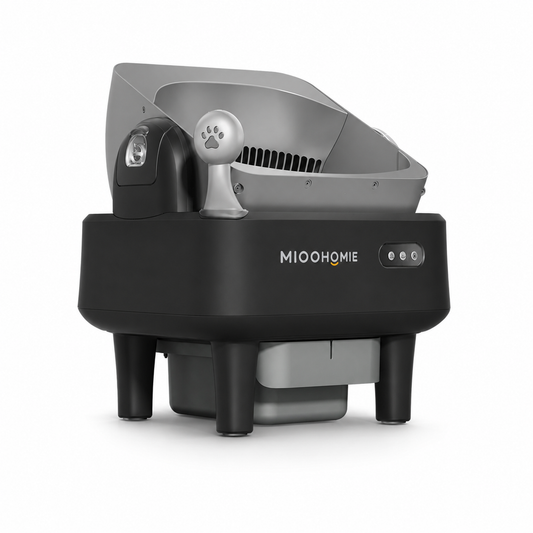 MiooHomie ML-S01 LITTY Air Semi-Covered Automatic Self-Cleaning Cat Litter Box with Low-Stress Entry and Safety Sensor Protection for Cats Under 22kg