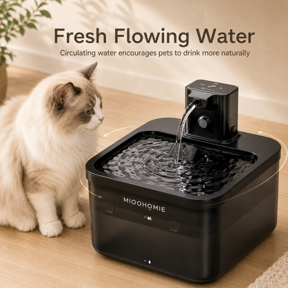 MIOOHOMIE MW-B06 FLOWLY Go Pro 5200mAh Smart Pet Water Fountain with 3L Capacity, Multi-Stage Filtration & Smart Reminders