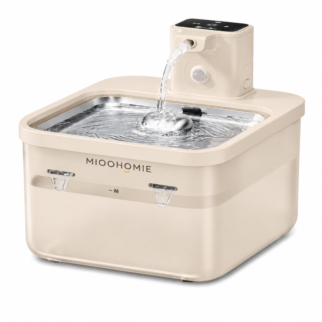 MIOOHOMIE MW-B07 FLOWLY Steel Go Lite 2600mAh Smart Pet Water Fountain with Stainless Steel Tray & 3L Capacity