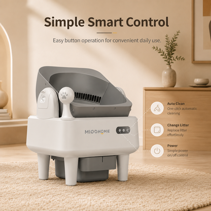 MiooHomie ML-C02 LITTY Fresh Spray Deodorizing Self-Cleaning Cat Litter Box, Semi-Open APP Smart Automatic Cat Toilet with Pull-Out Waste Bin for Multi-Cat Homes