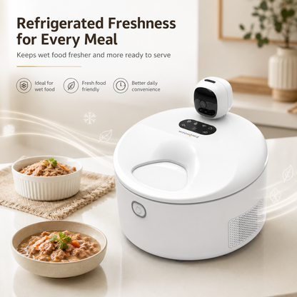 MiooHomie MF-P01 Smart Refrigerated Wet Food Pet Feeder with Camera, 5-Meal Automatic Feeder for Cats & Small Breeds