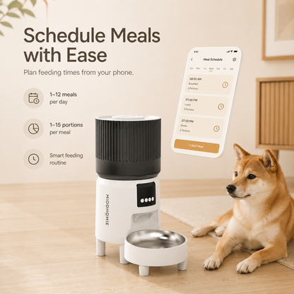 MiooHomie MF-S03 Smart APP 4L WiFi Pet Feeder with Remote Feeding, Meal Scheduling and Voice Reminder for Cats & Small Dogs