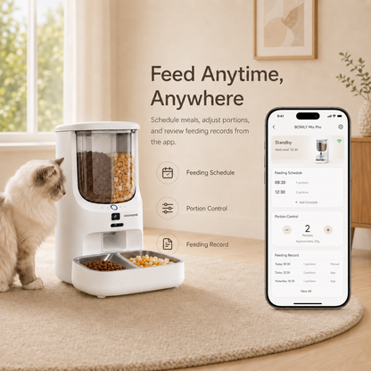 MiooHomie MF-M03 BOWLY Mix Pro 5L WiFi Smart Pet Feeder with Dual HD Cameras, UV Sterilization and Dual Food Storage for Cats & Small Dogs