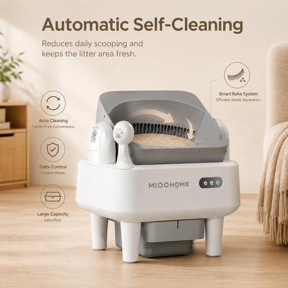 MiooHomie ML-B01 LITTY Lite Smart Self-Cleaning Cat Litter Box, 10L Large Capacity, Odor Control & Safety Sensors