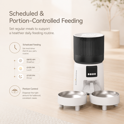 MiooHomie D03 Dual-Bowl 2K Camera WiFi Smart Pet Feeder for Multi-Pet Homes