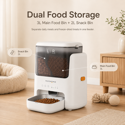 MiooHomie L01 BOWLY Dual-Compartment WiFi Smart Pet Feeder for Cats and Small Breed Dogs