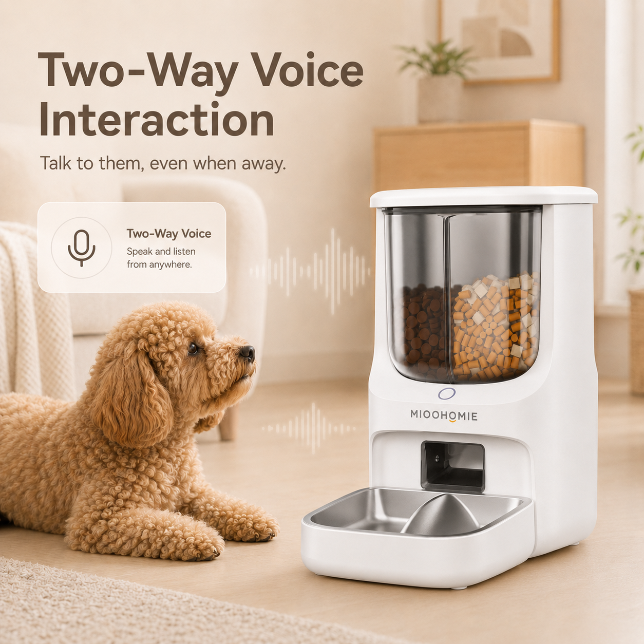MiooHomie S01 BOWLY 5L Dual-Food WiFi Smart Pet Feeder for Dry Food & Freeze-Dried Treats