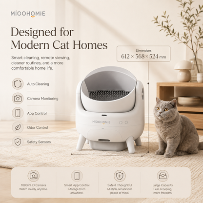 MiooHomie ML-P02 LITTY Cam Pro Camera Self-Cleaning Cat Litter Box with APP Control, Remote Video Monitoring & Odor Control
