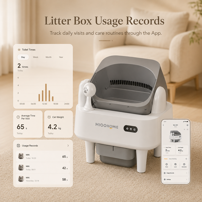 MiooHomie ML-C01 LITTY Smart Automatic Cat Litter Box, WiFi App Self-Cleaning Litter Box with Safety Sensors for Cats up to 22kg