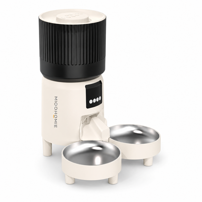 MiooHomie C-04 4L Dual-Bowl Automatic Cat Feeder with 1080P Camera, Wi-Fi App Control for Two Pets
