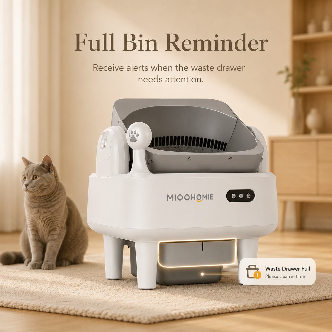 MiooHomie ML-C01 LITTY Smart Automatic Cat Litter Box, WiFi App Self-Cleaning Litter Box with Safety Sensors for Cats up to 22kg