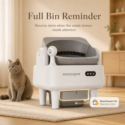 MiooHomie ML-C01 LITTY Smart Automatic Cat Litter Box, WiFi App Self-Cleaning Litter Box with Safety Sensors for Cats up to 22kg