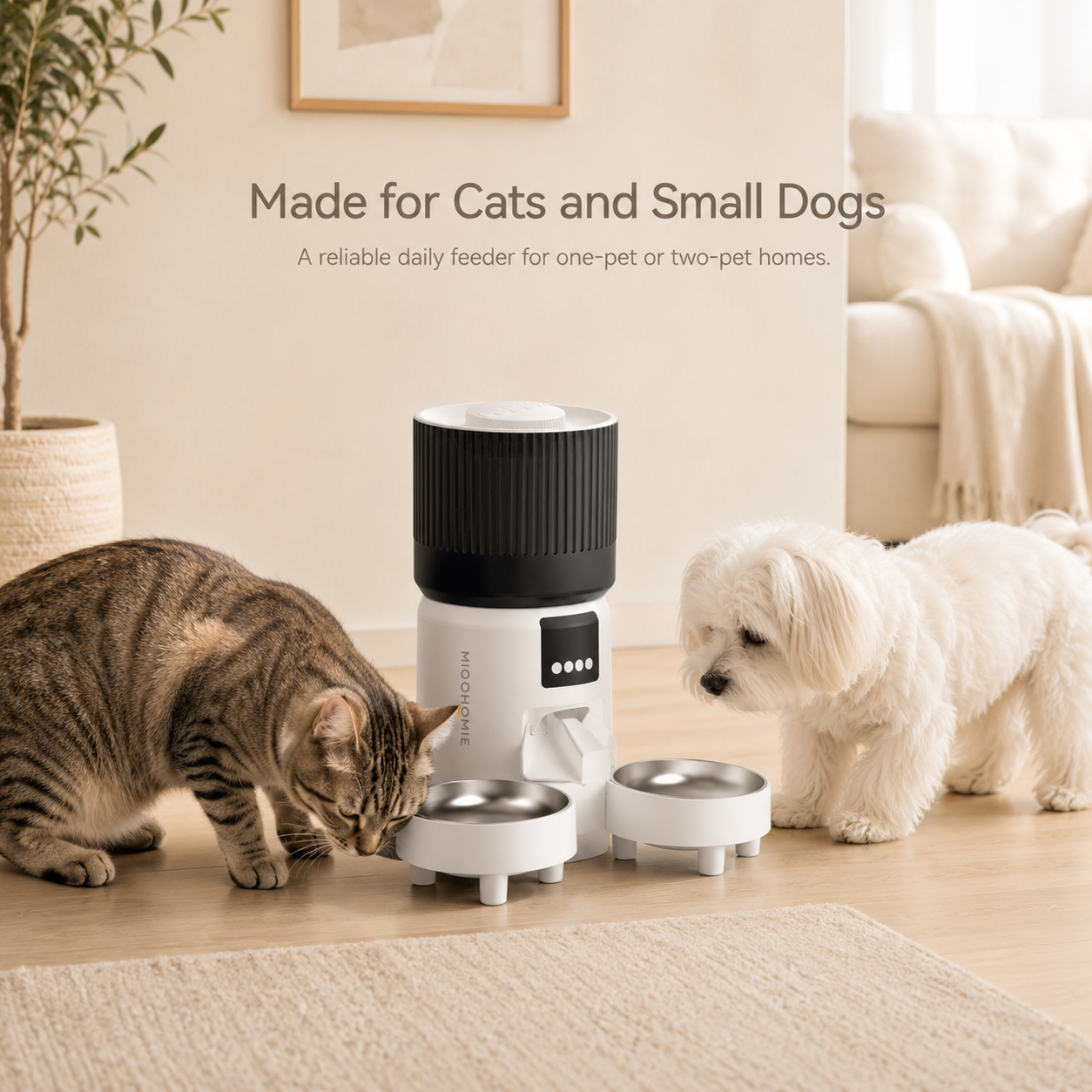 MiooHomie D03 Dual-Bowl 2K Camera WiFi Smart Pet Feeder for Multi-Pet Homes
