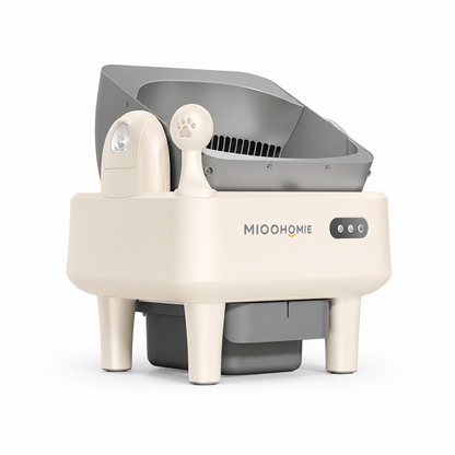 MiooHomie ML-C02 LITTY Fresh Spray Deodorizing Self-Cleaning Cat Litter Box, Semi-Open APP Smart Automatic Cat Toilet with Pull-Out Waste Bin for Multi-Cat Homes