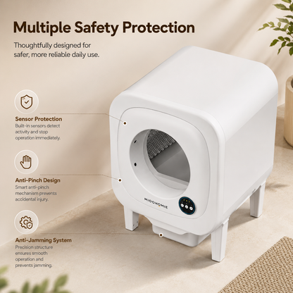 MiooHomie ML-L01 LITTY Max Smart Self-Cleaning Cat Litter Box with 10L Waste Compartment for Multi-Cat Homes