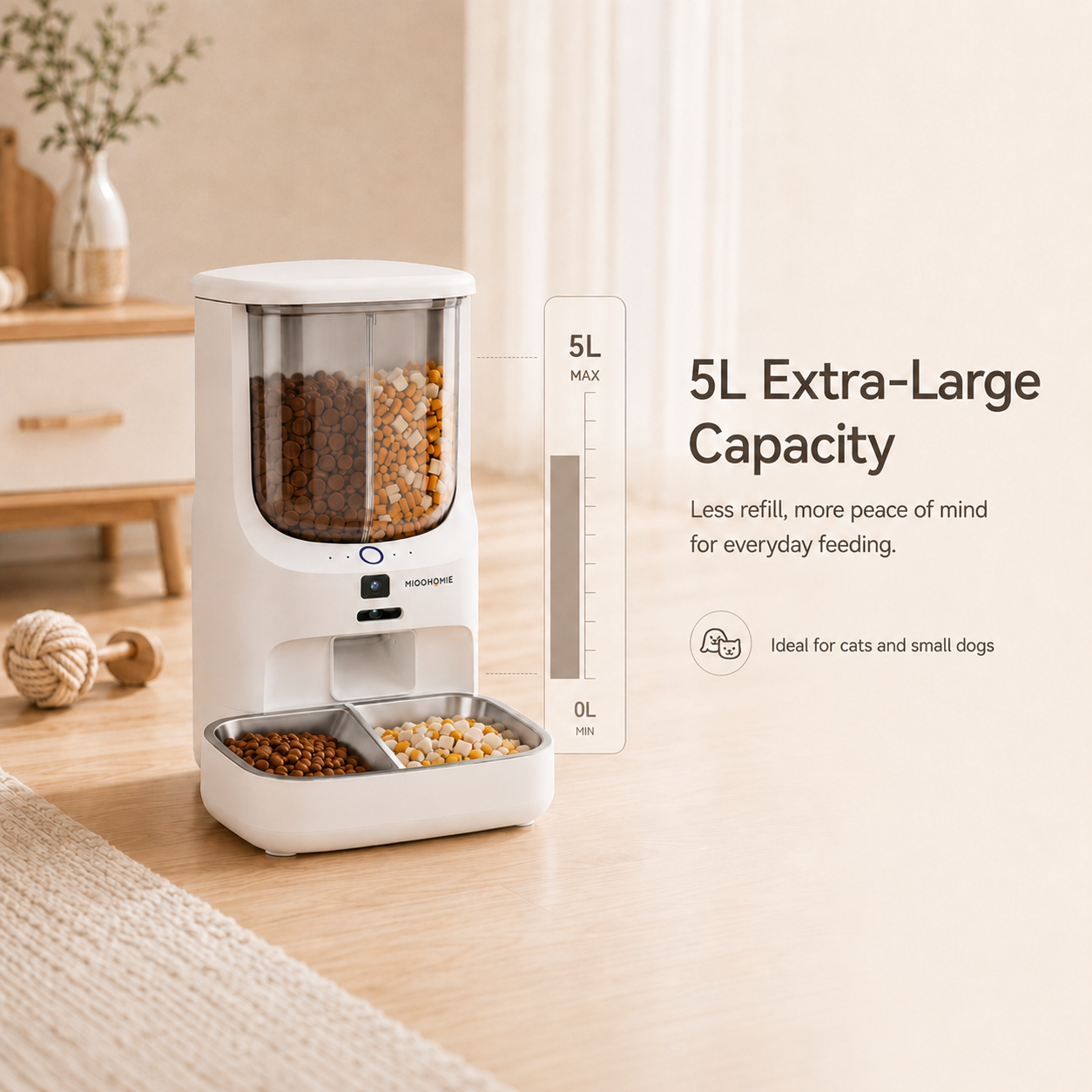 MiooHomie M03 BOWLY Mix Pro Dual-Food WiFi Smart Pet Feeder with Dual HD Cameras and UV Sterilization for Cats and Small Breed Dogs
