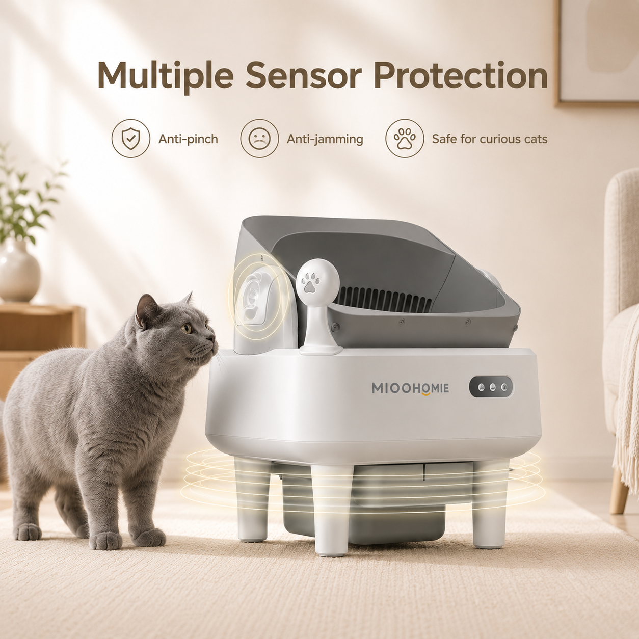 MiooHomie ML-B01 LITTY Lite Smart Self-Cleaning Cat Litter Box, 10L Large Capacity, Odor Control & Safety Sensors