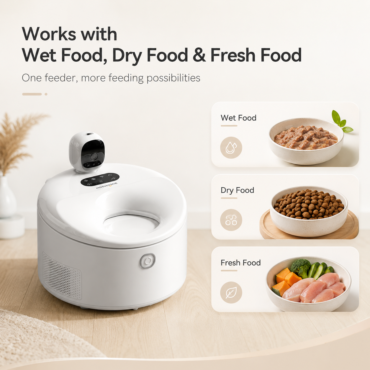 MiooHomie MF-P01 Smart Refrigerated Wet Food Pet Feeder with Camera, 5-Meal Automatic Feeder for Cats & Small Breeds
