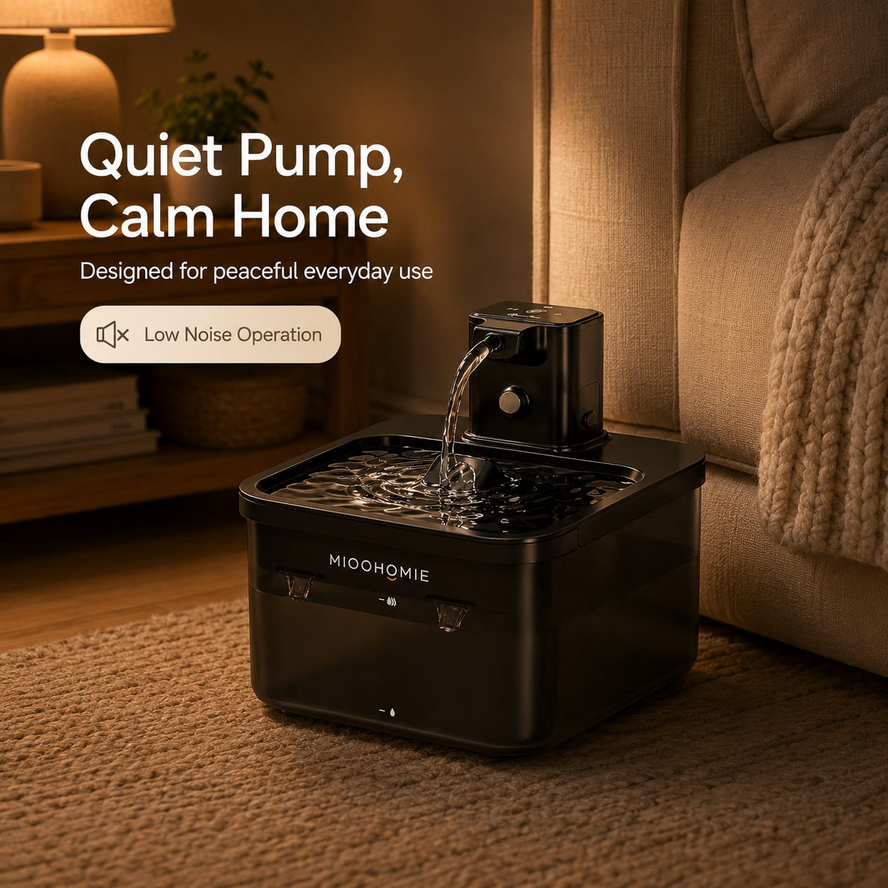 MIOOHOMIE MW-B06 FLOWLY Go Pro 5200mAh Smart Pet Water Fountain with 3L Capacity, Multi-Stage Filtration & Smart Reminders