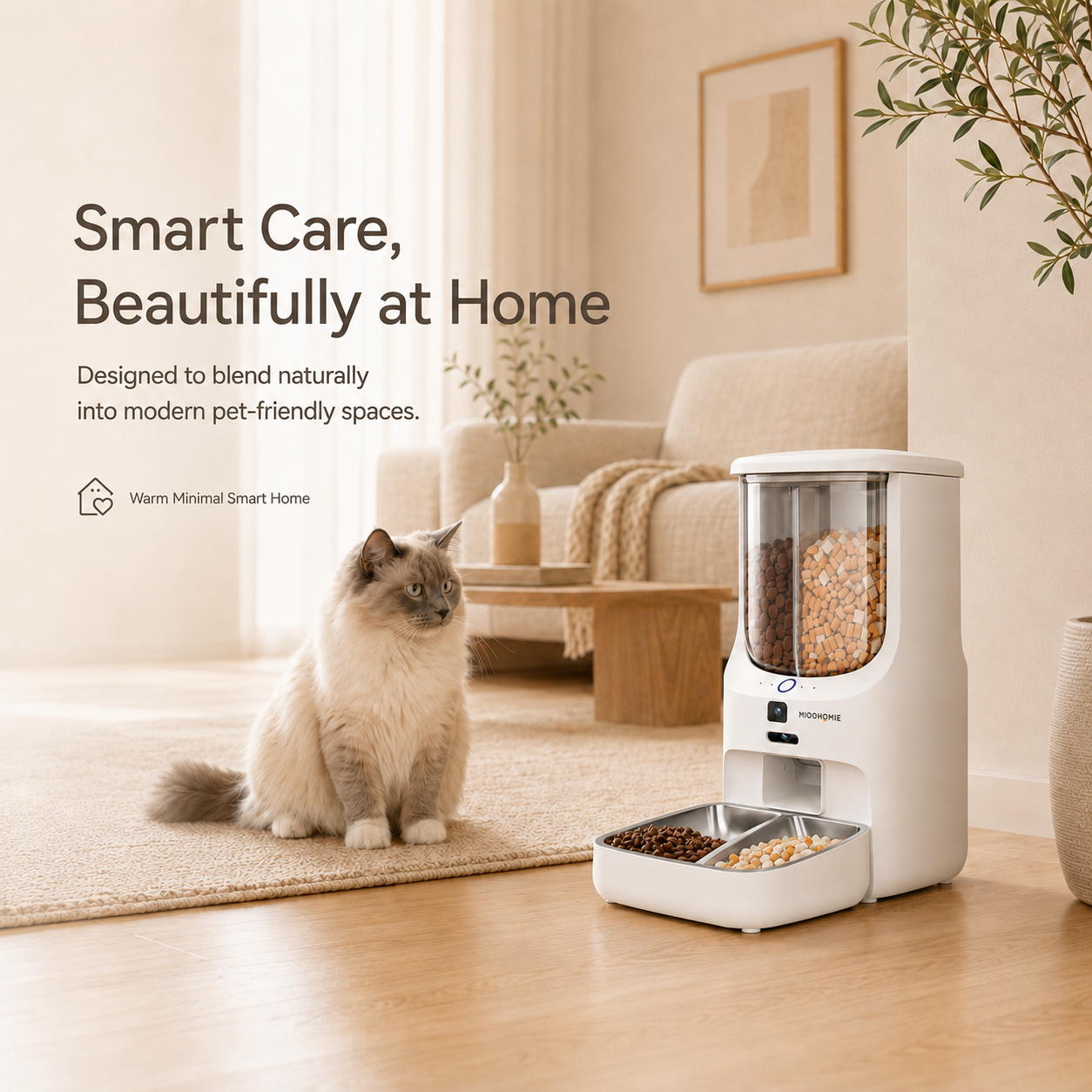 MiooHomie M03 BOWLY Mix Pro Dual-Food WiFi Smart Pet Feeder with Dual HD Cameras and UV Sterilization for Cats and Small Breed Dogs