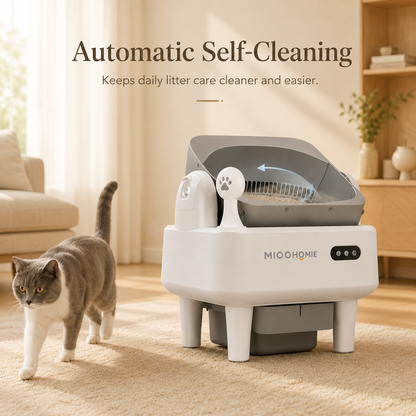MiooHomie ML-C01 LITTY Smart Automatic Cat Litter Box, WiFi App Self-Cleaning Litter Box with Safety Sensors for Cats up to 22kg