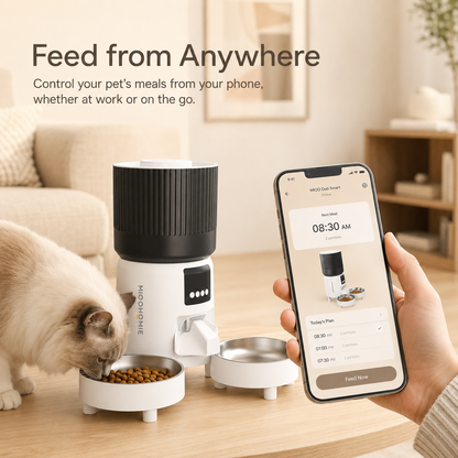 MiooHomie D04 4L Dual-Bowl WiFi Automatic Pet Feeder with App Control, Portion Scheduling and Feeding Records